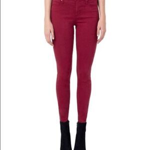 Liverpool Burgundy hugger colored denim skinny stretch comfy jeans biking red 6